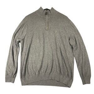 Nautica Men Quarter Zip Sweater Gray Size L Long Sleeve Pullover Knit Chest Logo